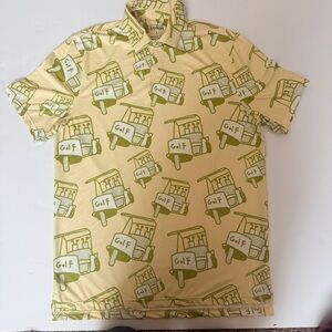 SoulKnit Men's Golf Cart Polo Shirt - Cream and Green